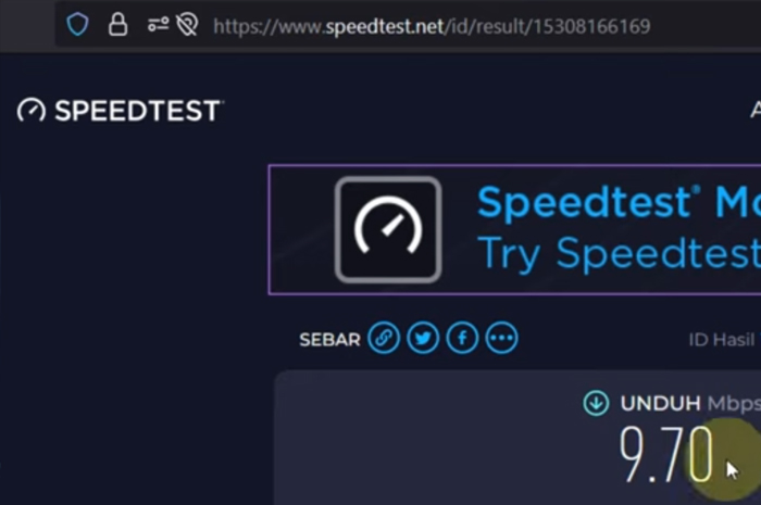 Cek Ping di Speedtest